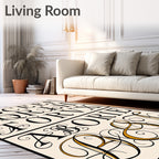Elegant Black Gold Calligraphy Alphabet Rug