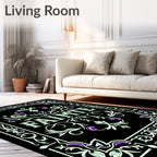 Ornate Black Floral Crest Rug