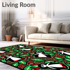 Whimsical Red Antlers Penguin Garden Rug