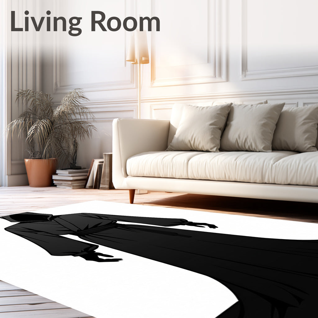 Dark hooded figure cascading robe Rug