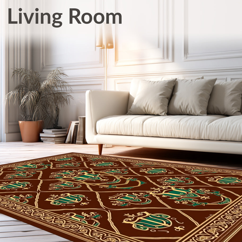 Rich Brown Emerald Crested Medallion Rug