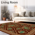 Rich Brown Emerald Crested Medallion Rug