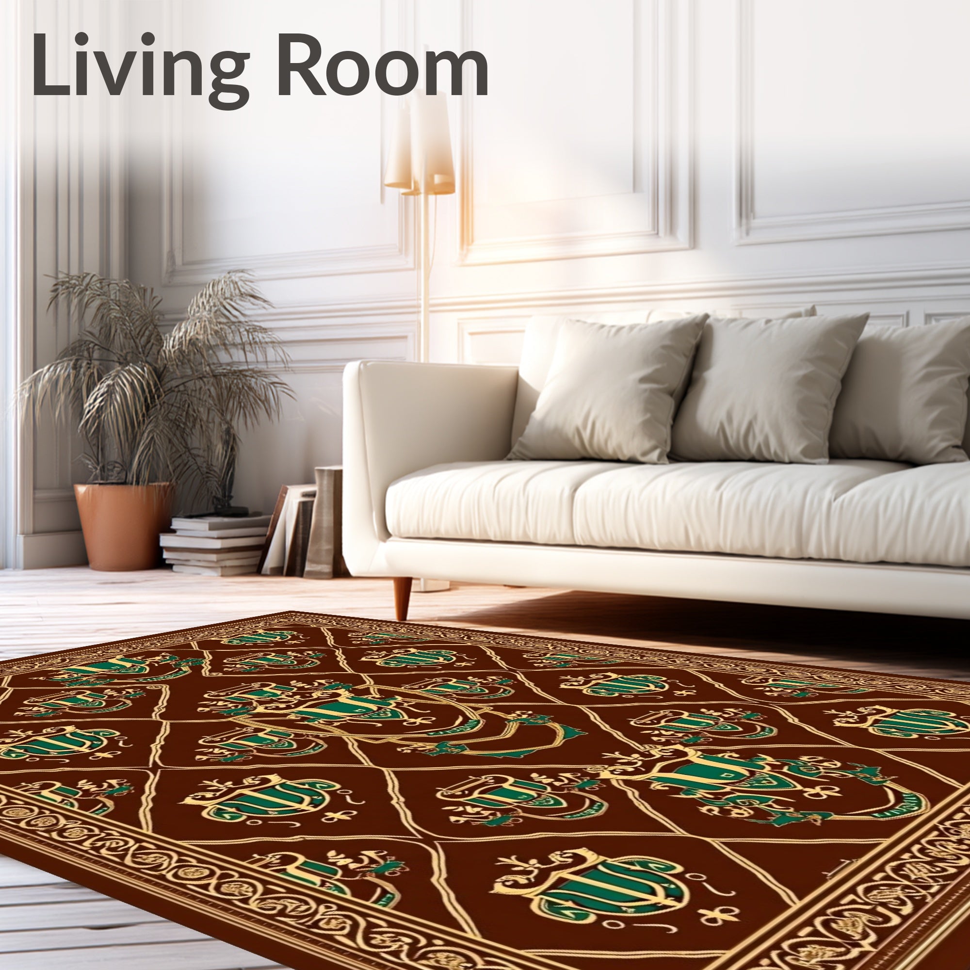 Rich Brown Emerald Crested Medallion Rug