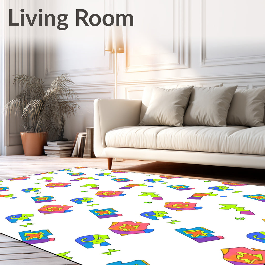 Quirky Multi-Colored Abstract Shapes Collection Rug