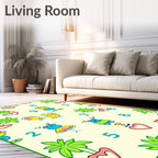 Playful Cartoon Creatures Whimsical Hearts Nature Rug