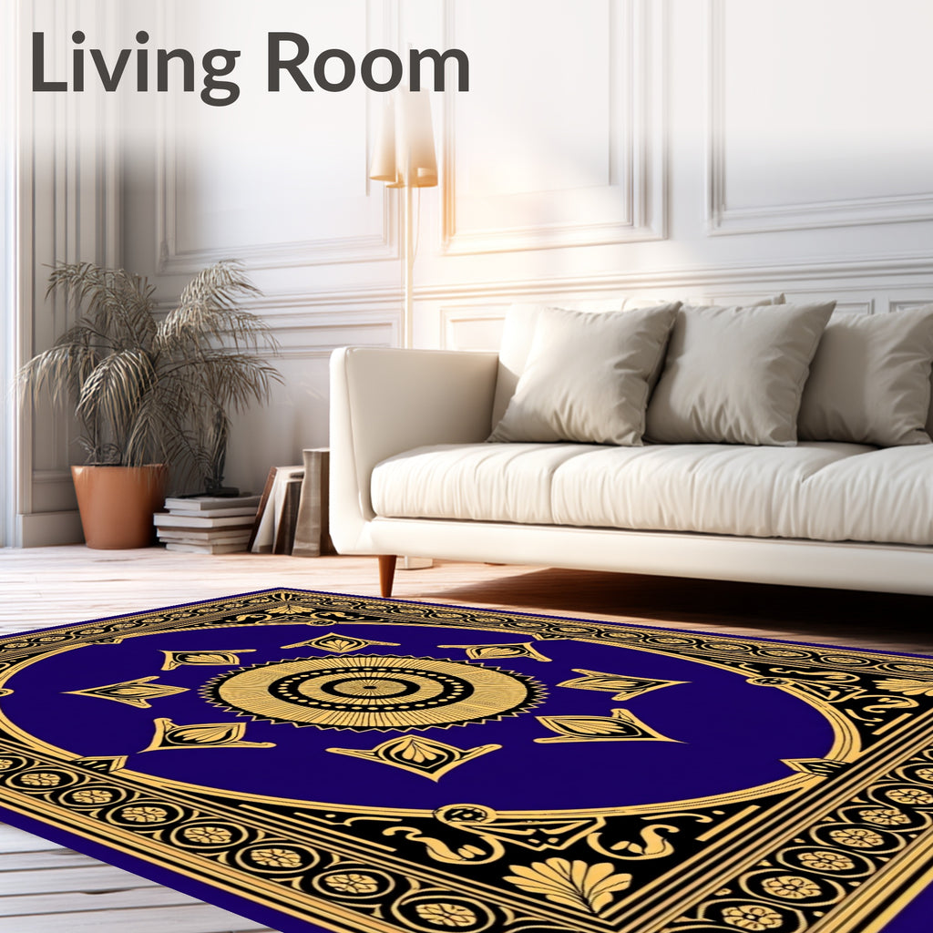 Regal Blue Floral Medallion Rug