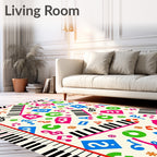 Retro Music Notes Keyboard Collage Rug