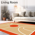Orange Wood Grain Court Lines Rug