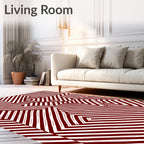Crimson Maze Geometric Abstract Rug