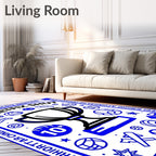 Bold Blue Trophy Sports Collage Rug