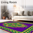 Vibrant Purple Gold Green Medallion Rug