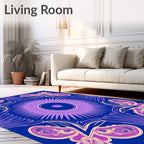 Indigo Violet Abstract Swirl Medallion Rug