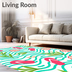 Pink Flip Flop Tropical Seashell Waves Rug