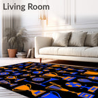 Orange Blue Sports Trophy Collection Rug