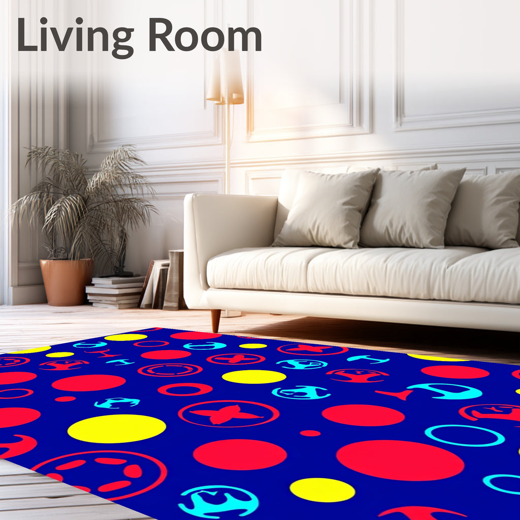 Bold Red Yellow Blue Circles Rug