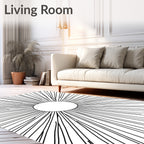 Minimalist Black Sunburst Circle Rug