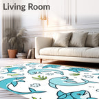 Playful Blue Dolphins Underwater Adventure Rug