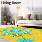 Turquoise Floral Starburst Mandala Rug