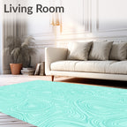 Aqua Topographic Contour Lines Rug