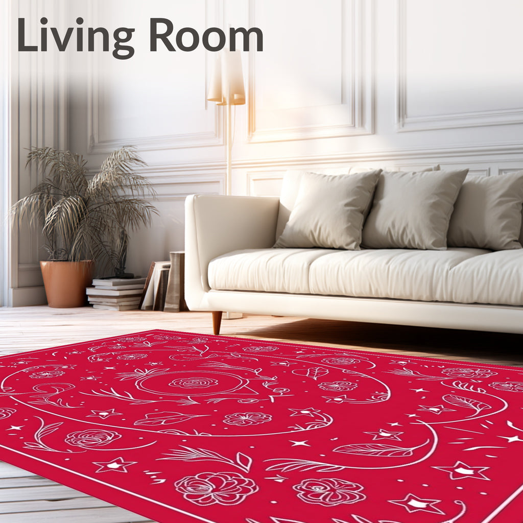 Crimson Floral Star Medallion Rug