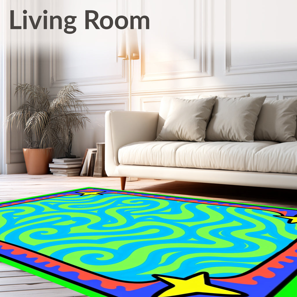 Vibrant Swirl Star Frame Rug