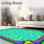 Vibrant Swirl Star Frame Rug