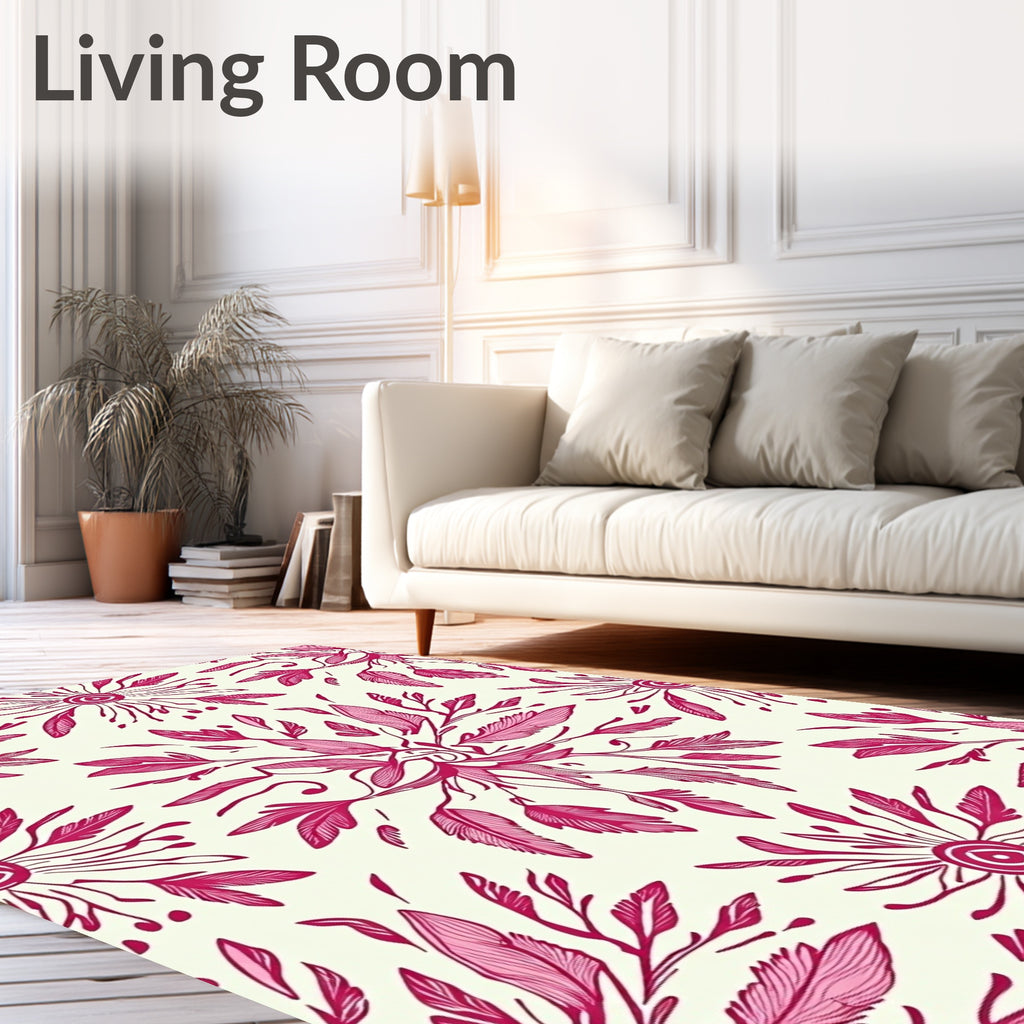 Vibrant Pink Floral Radiating Bloom Rug