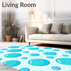 Aqua Blue Floating Bubbles Rug