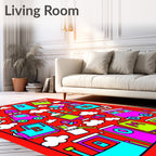 Whimsical Red Train Cartoon Collection Rug