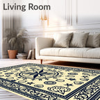 Navy Blue Nautical Star Seashell Scatter Rug