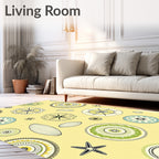 Yellow Nautical Compass Medallion Rug