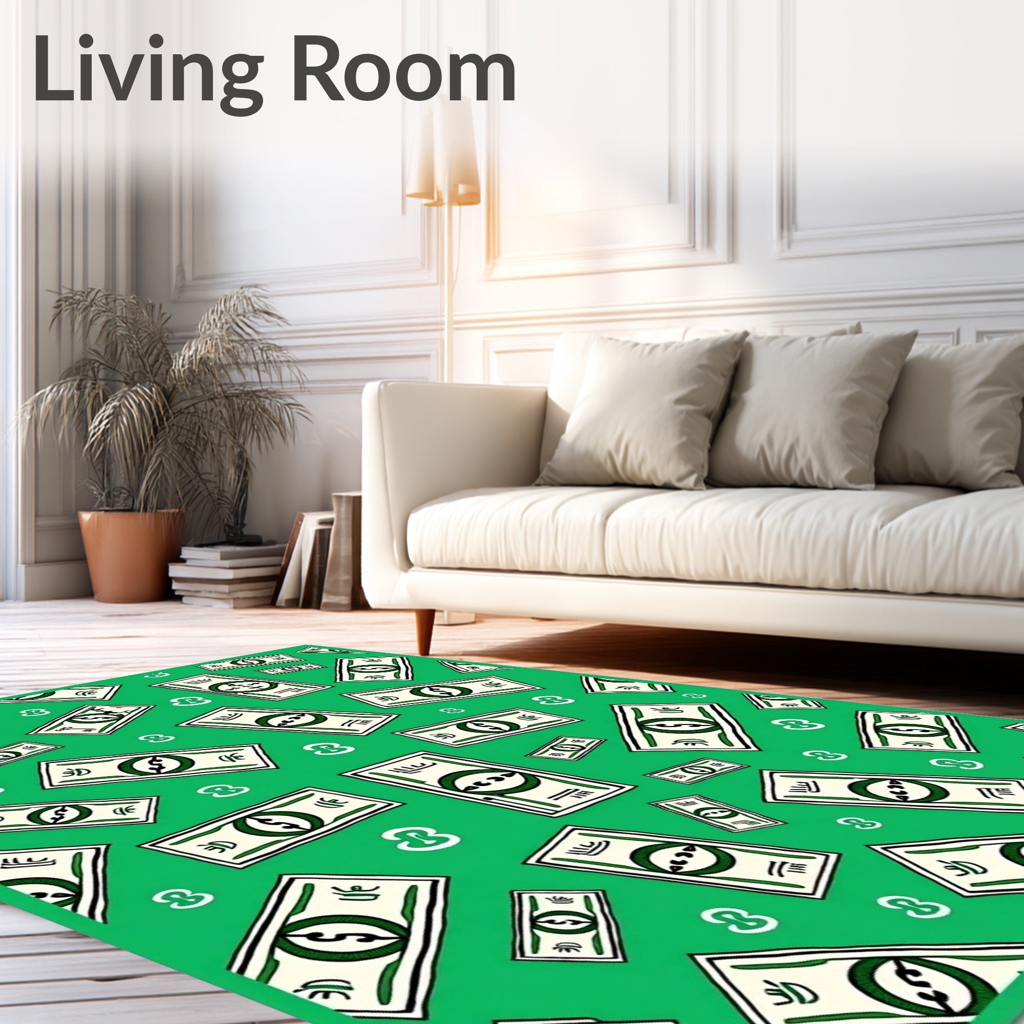 Green Dollar Bill Collage Rug
