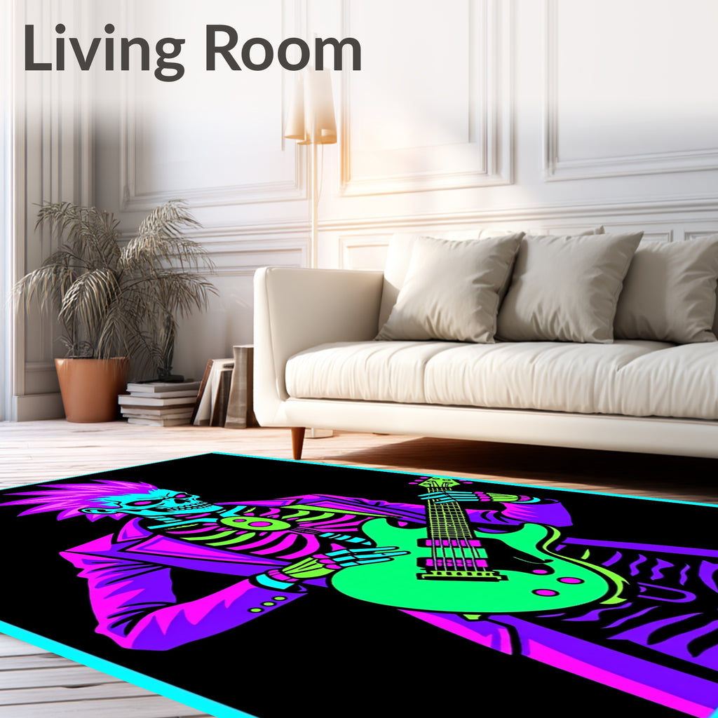 Electric Skeleton Jam Session Purple Green Rug