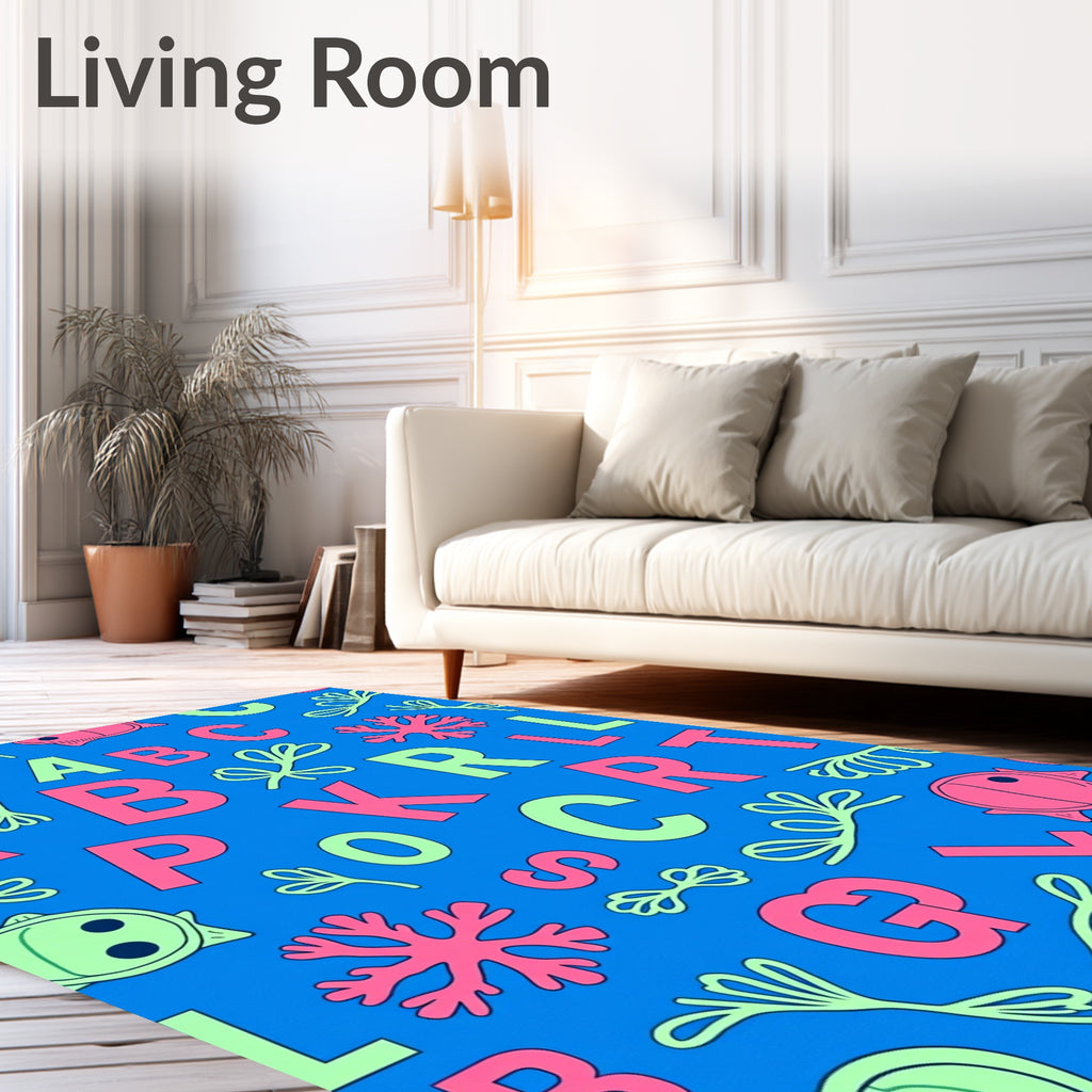 Colorful Alphabet Ocean Creatures Rug