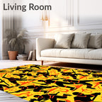 Black Warriors with Orange Flames Rug