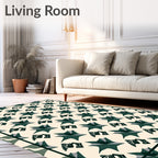 Abstract Green Star And Loop Rug