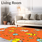 Whimsical Yellow Critters Alphabet Collage Rug