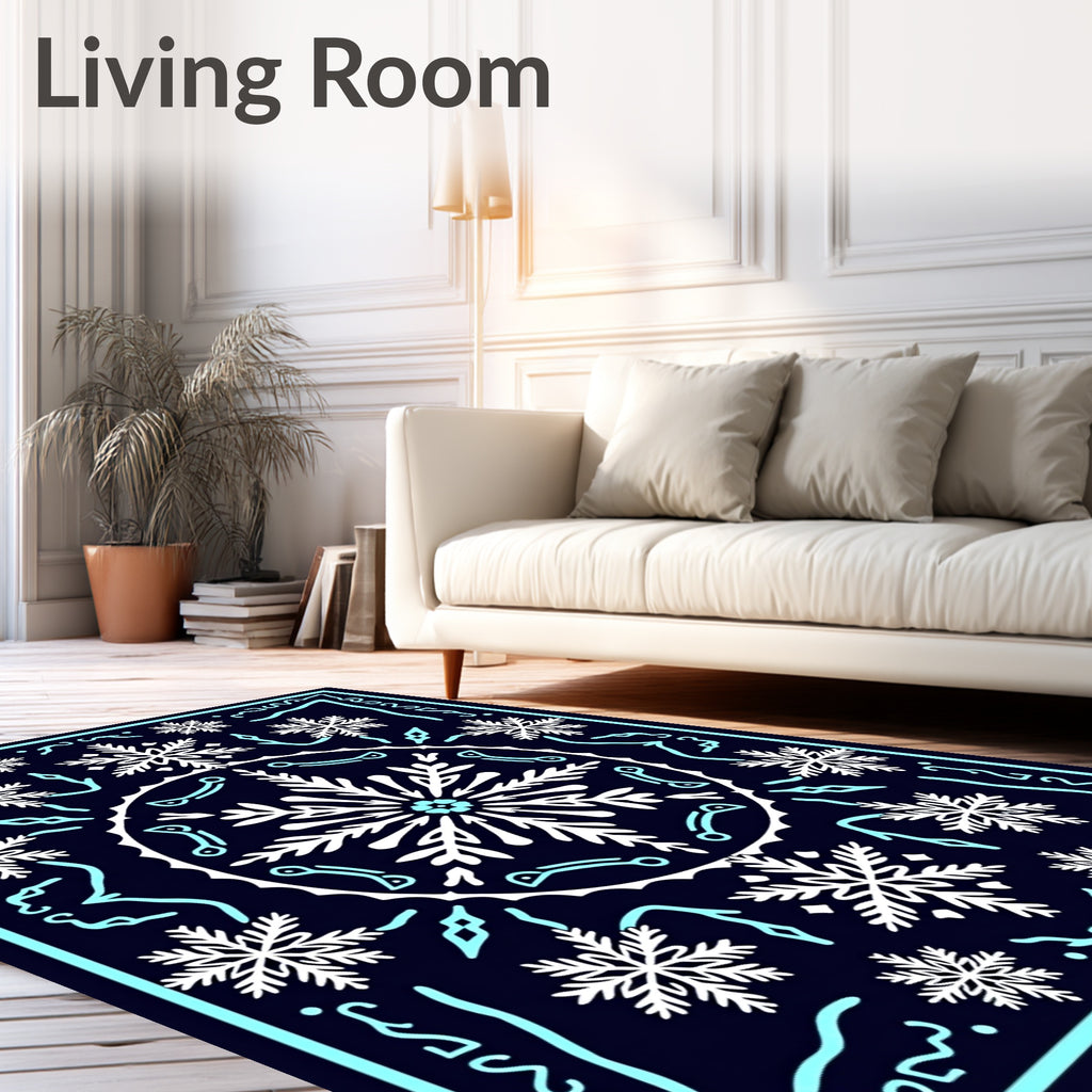Dark Navy Snowflake Medallion Rug