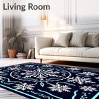 Dark Navy Snowflake Medallion Rug