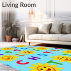 Cheerful Sun Alphabet Repeating Pattern Rug