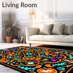 Gothic Orange Skull Floral Medallion Rug