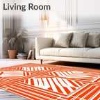 Vibrant Orange Geometric Block Rug