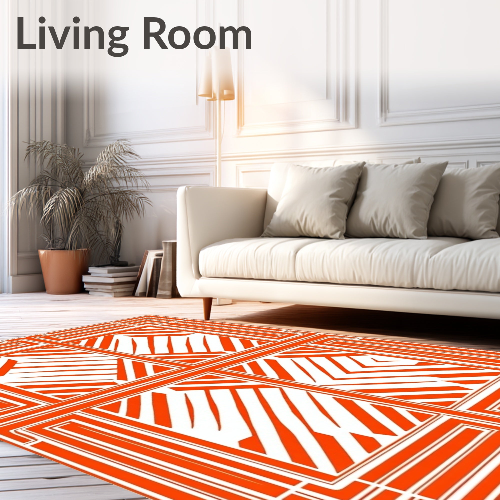 Vibrant Orange Geometric Block Rug
