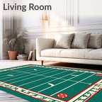 Deep Green Red Geometric Floral Court Rug