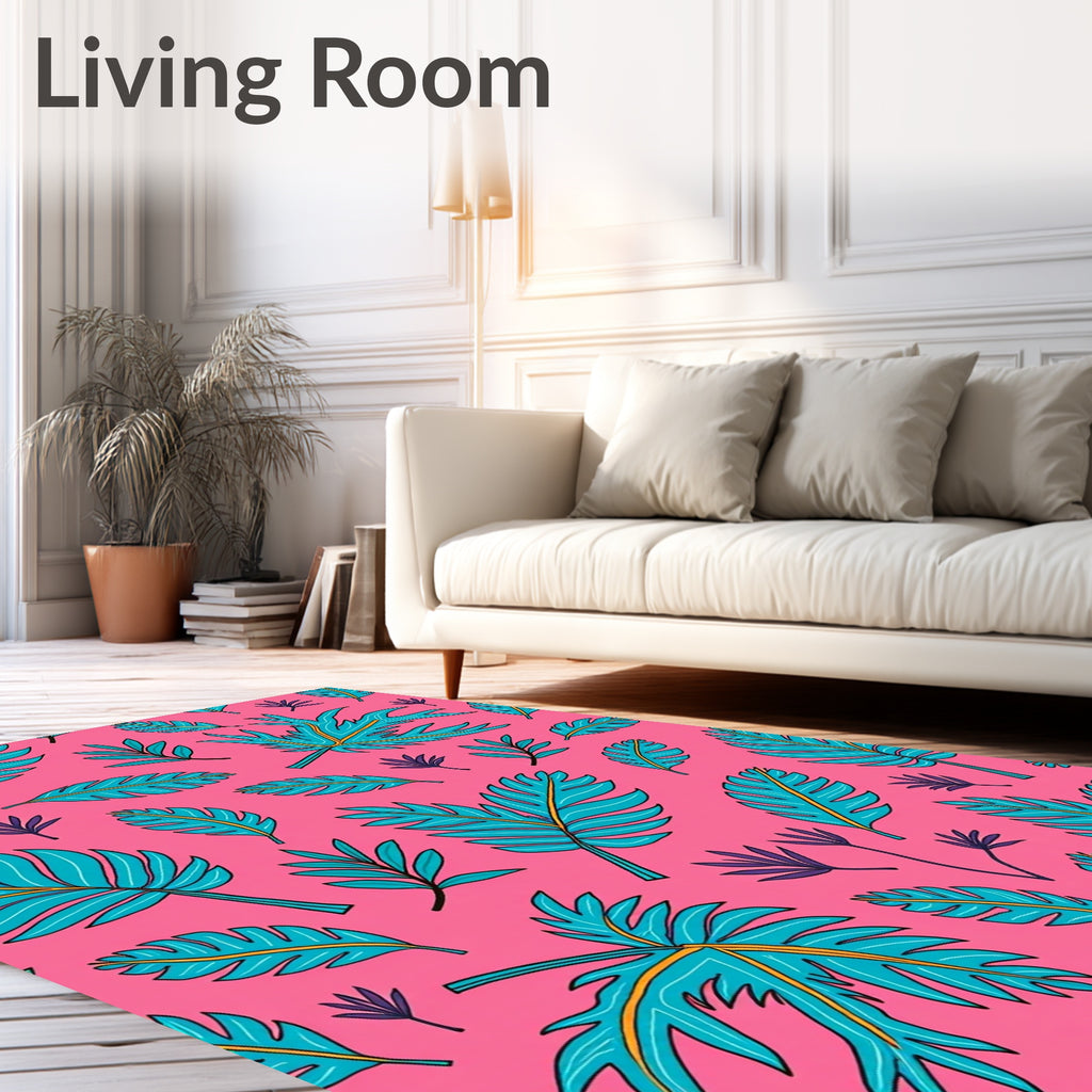 Tropical Turquoise Leaf Explosion Rug