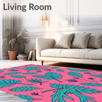 Tropical Turquoise Leaf Explosion Rug