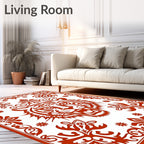 Crimson Roaring Tiger Floral Frame Rug