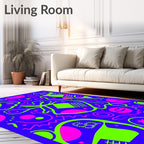 Neon Geometric Blob Collage Rug