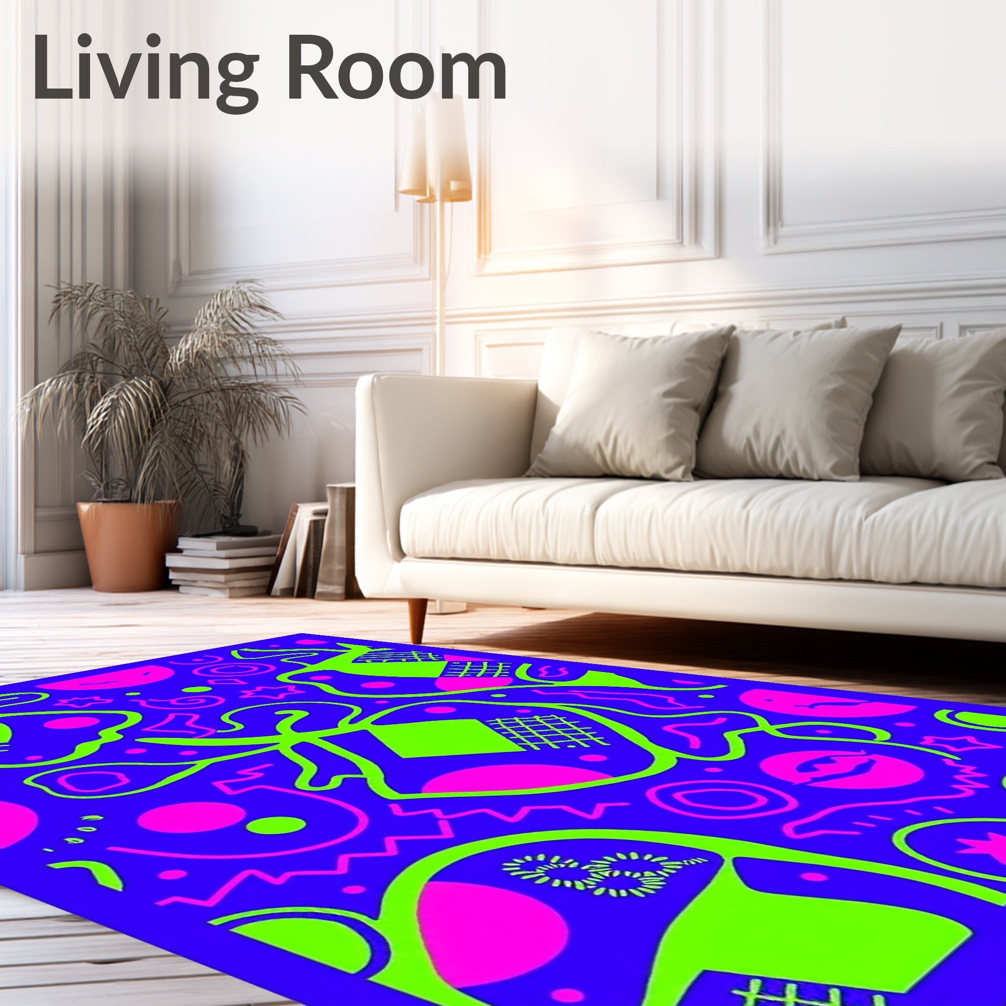 Neon Geometric Blob Collage Rug