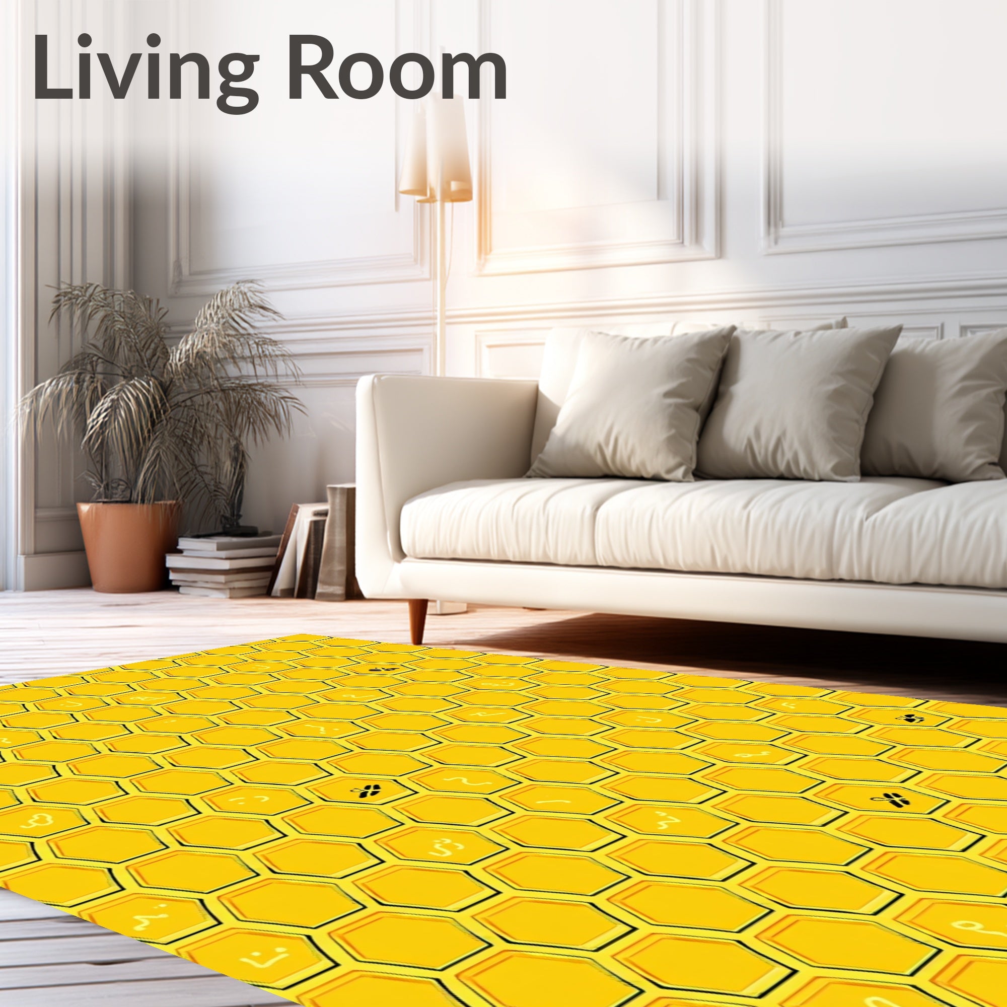 Golden Hexagon Bee Swarm Rug